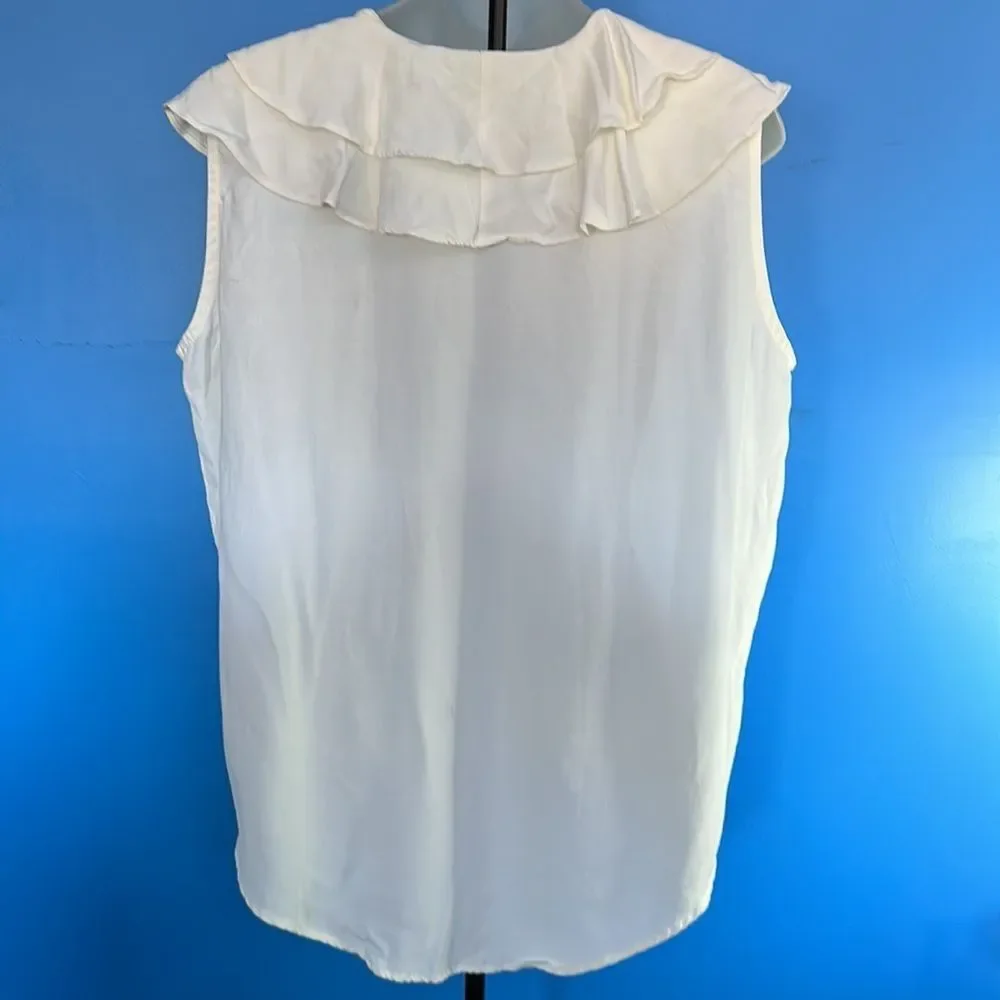 Younique Women's White Sleeveless Button Down Blouse Pearl Buttons Size Large